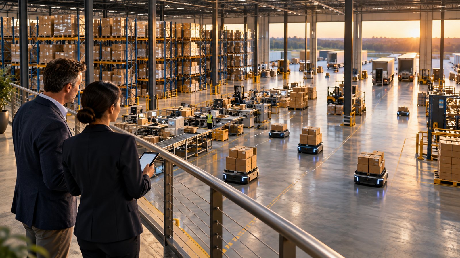 Organized distribution hub with orders and carts